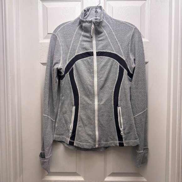 Lululemon Define Jacket pinstripes White Black sz 8 - Picture 2 of 11